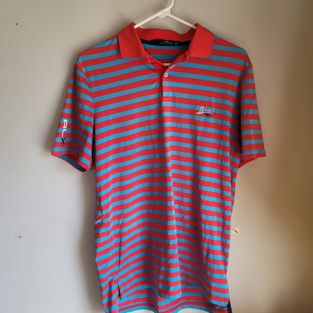 Ralph Lauren Polo‎ RLX Golf Shirt Mens Small Blue Red Stripes.Excellent